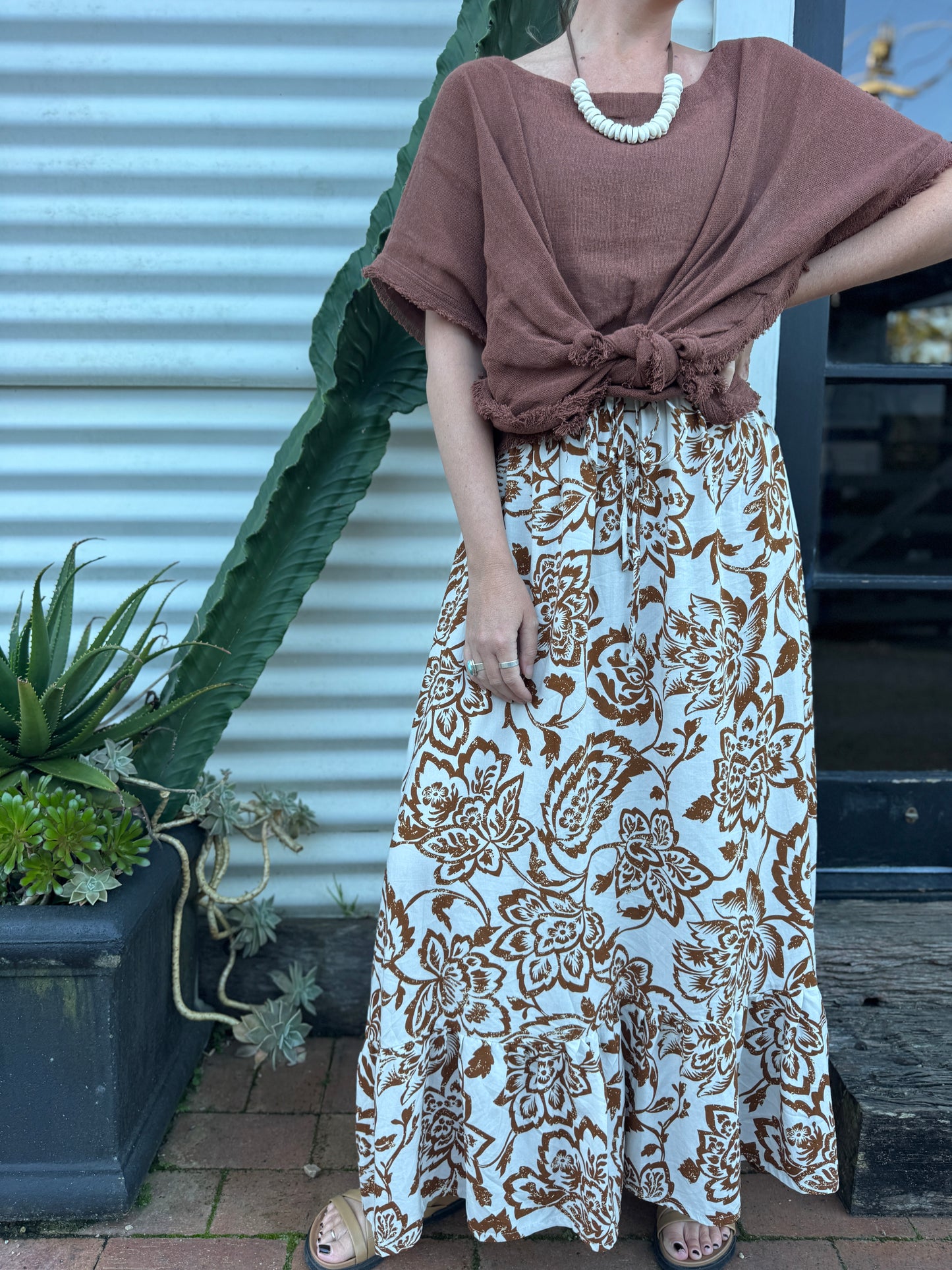 Sway Maxi Skirt - Choc Bloom