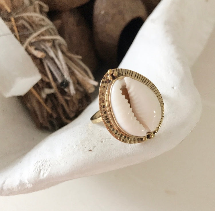 Gold Cowrie Ring