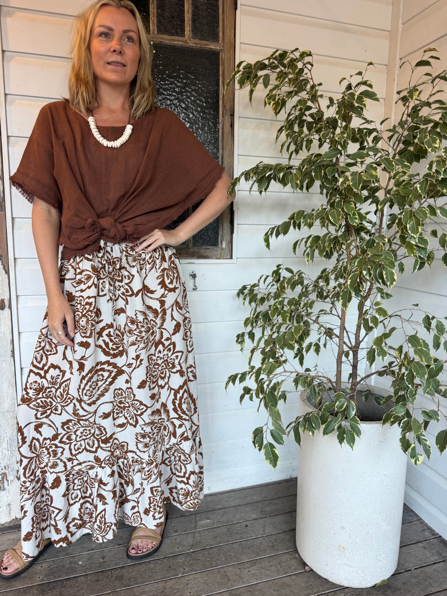 Sway Maxi Skirt - Choc Bloom