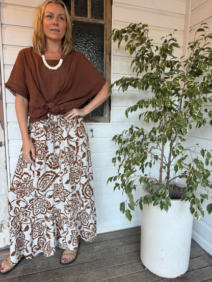 Sway Maxi Skirt - Choc Bloom
