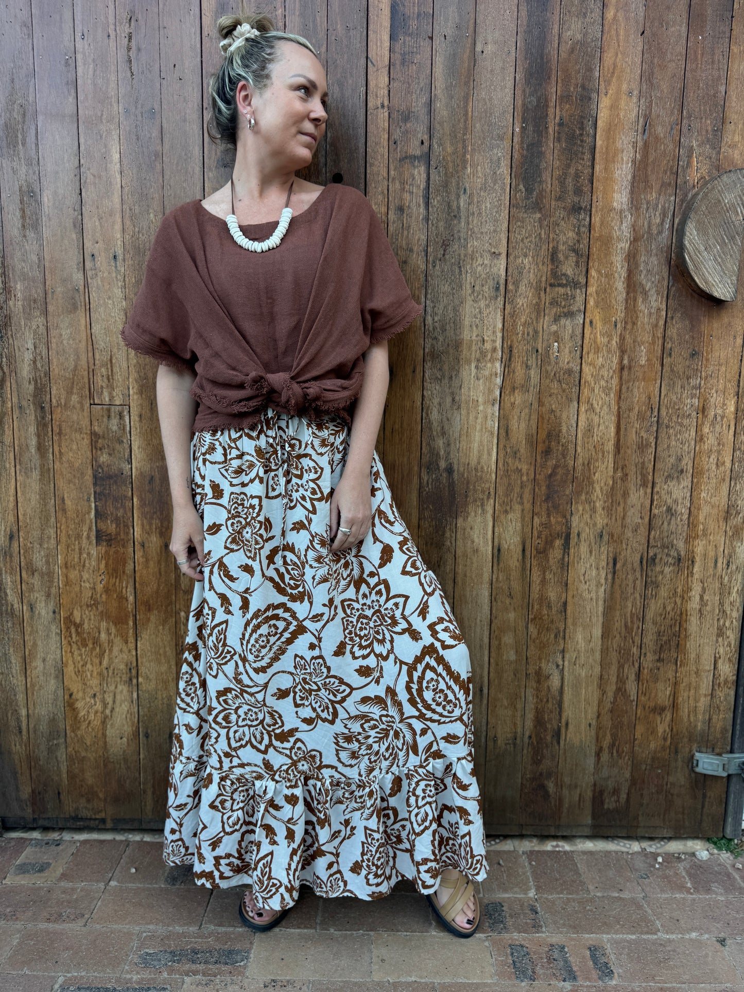 Sway Maxi Skirt - Choc Bloom