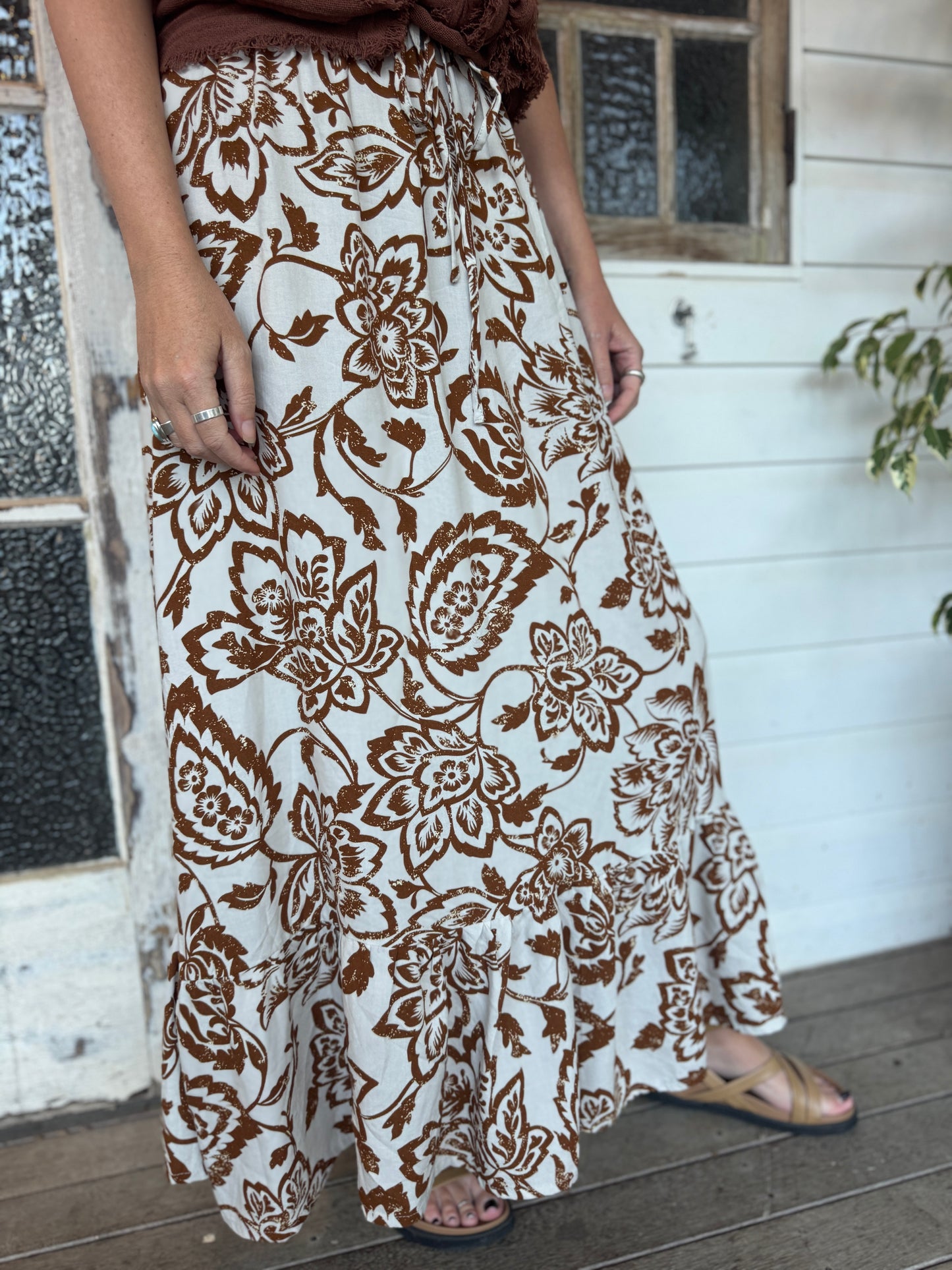 Sway Maxi Skirt - Choc Bloom