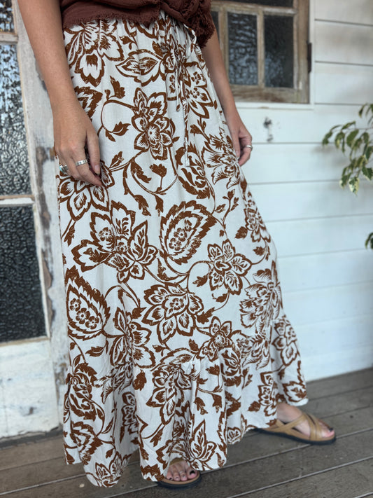 Sway Maxi Skirt - Choc Bloom