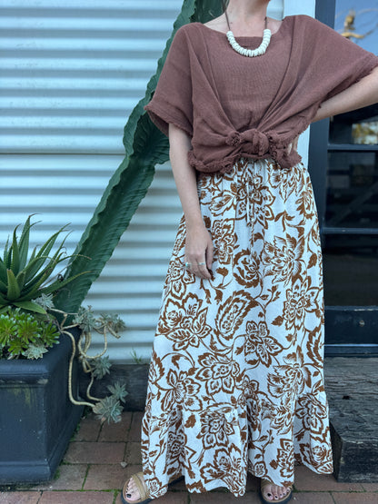 Sway Maxi Skirt - Choc Bloom